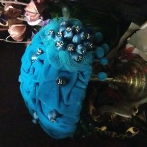 Vintage turquoise velvet hat